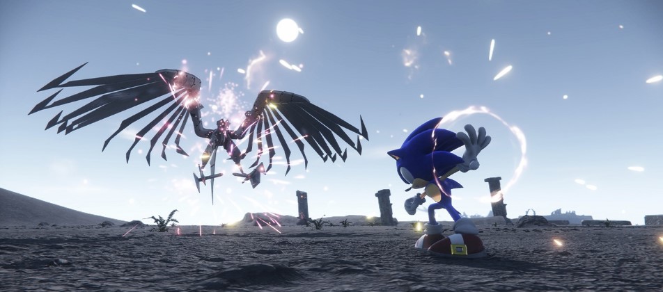 Battle with a giant boss on the Isle of Chaos in the new gameplay of Sonic Frontiers