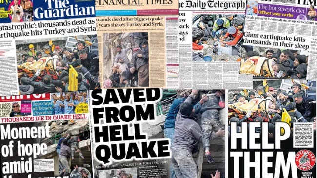 They announced Turkey's pain on their first page! Aid campaign for earthquake victims from the British newspaper...